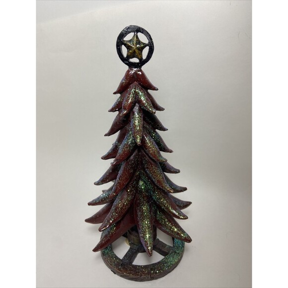 Texas Wagon Wheel Red Chili Pepper Texas Star Christmas Tree Figurine Home Decor - Picture 4 of 6